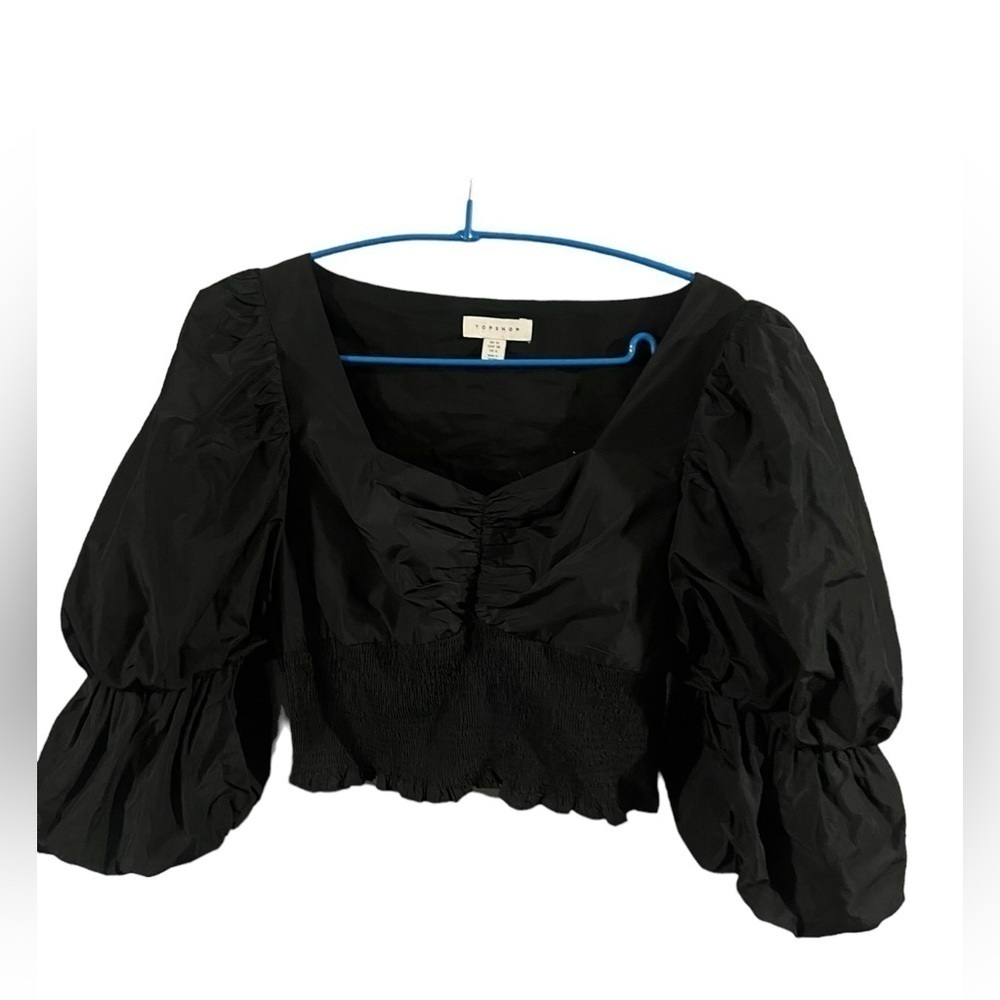 EUC Topshop puff sleeve cropped top Sz 6